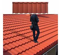 Tegole metalliche per coperture in asfalto, tegole architettoniche con base in acciaio, per soffitti ad alta resistenza, per coperture, per tetti di case/ville/giardini(Red,10pcs)