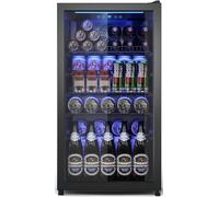 Tehanld - Frigorifero per bevande, mini frigo con porta in vetro, frigorifero per bevande, refrigeratore per birra per bevande al vino, ripiani regolabili e visualizzazione digitale della temperatura