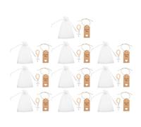 TEHAUX 10 Set Rosari per Battesimo in Legno Croce Beige, Sacchetti in Garza e Cartoline, per Bomboniere a Feste Religiose e Preghiere a Casa