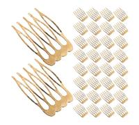 TEHAUX 100 Pezzi Pettine Laterale in Ferro Dorato per Accessori Chioma da Sposa, Leggero e Adatto a Vari Tipi di Chioma per Eventi Nuziali e Feste