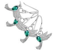 TEHAUX 2 Paia di Orecchini Pendenti a Forma di Volatile con Zirconi Verdi Orecchini a Bottone Colibrì in Zircone Gioielli Donna con Ciondolo Volatile Regalo Madre e Figlia Design