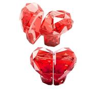 TEHAUX 2 Paia Pulsante per Wc a Forma di Cuore Rosso con Adesivo Autoadesivo e Texture a Diamante, Facile da Installare, per Bagno Domestico e Uso Notturno