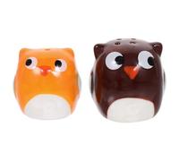 TEHAUX 2 pezzi Barattoli Porta Spezie in Ceramica Forma di Civetta Contenitori Saliera e Spezia Vasetti Cucina Piccoli e Leggeri Decorazione Cartoon per Uso Quotidiano e Eventi Speciali