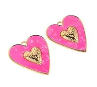 TEHAUX 2 Pezzi Ciondoli a Forma di Cuore in Acciaio Resistente Rosa Grandi Ciondoli per Creazione Gioielli Fai da Te Accessori Leggeri per Collane e Portachiavi Adatti a Uso