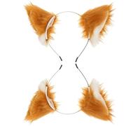 TEHAUX 2 Pezzi Fascia per Chioma Orecchie di Volpe 2 Pezzi, Cerchietto Carino per Ragazze e Bambine, Accessori per Feste Cosplay, Travestimenti e Carnevale