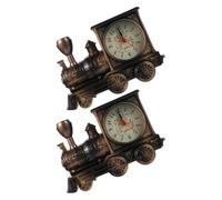TEHAUX 2 Pezzi Orologio Locomotiva Retrò da Tavolo in Plastica, Suono Forte | Preciso, Base Stabile e Leggera, per Mensola e Comodino, Design Vintage per Professionisti e Studenti