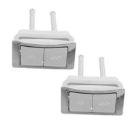 TEHAUX 2 Pezzi Pulsante per Serbatoio Wc Doppio Pulsante con Asta Allungata, Plastica Argento, Superficie Antiscivolo, per Accessori Bagno