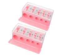 TEHAUX 2 Pezzi Temperamatite per Sopracciglia e Matite Cosmetiche con 5 Fori, Compatibile, Precisione Elevata, Materiale Ps e Acciaio Manganese, Colore Rosa, per Uso Quotidiano e Viaggio