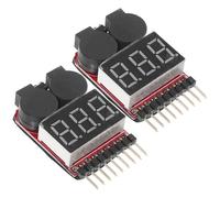 TEHAUX 2 pezzi Tester Volt Batteria Lipo Portatile con Allarme Bassa Tensione Rilevatore Digitale Tensione Batterie Rc Monitor Batteria per Li-ion NiMH