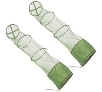TEHAUX 2 Pezzi Trappola Portatile per Pesci in Nylon e Tessuto Verde, Rete Pieghevole Multiuso per Cattura di Gamberi e Aragoste, per Pesca Sportiva e Ricreativa
