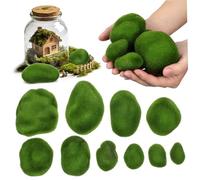 TEHAUX 20 Pezzi Decorazioni per Micro Paesaggi Rocce di Muschio Artificiale Realistico in Schiuma Verde, Ornamenti Versatili a Forma di Pietra per Acquario e Vaso, per Casa e Spazi