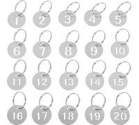 TEHAUX 20 Pezzi Targhette Numerate in Acciaio Inox 23mm Anello Portachiavi, Etichette Numerate per Chiavi e Bagagli, Identificatori Pratici per Piscine, Palestre e Armadietti