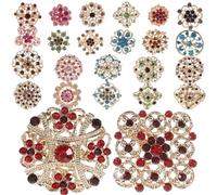 TEHAUX 24 Spille per Donna in Lega Strass Colorati, Spilla Fiorellino e Perle, Accessori Multifunzionali per Abiti da Lavoro, Bouquet e Matrimoni, Set da 24 Pezzi Elegante e Brillante