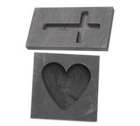 TEHAUX 2pezzi Molds Grafite Forma Di Cuore e Croce Per Fusione Rame Stampi Per Fai Da Te Di Alta Prestazione e Facile Utilizzo