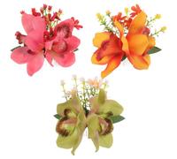 TEHAUX 3 Pettini per Chioma con Orchidea Artificiale, Fermagli Laterali in Metallo Leggero per Acconciature Raccolte, Accessori Floreali per Feste Estive, Matrimoni e Foto in