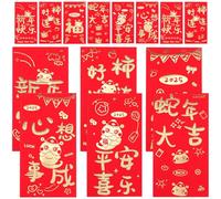 TEHAUX 36 Pezzi Buste Rosse Cinesi con Motivo Serpente per Capodanno Lunare Sacchetti Carta Resistenti per Soldi Fortunati Decorazioni Tradizionali per Feste e Regali