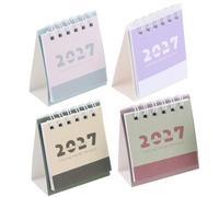 TEHAUX 4 Pezzi Calendario da Tavolo Mini 2026-2027 Spirale in Carta | Riferimento Rapido Data, Design Verticale, per Reception e Ufficio, Controllo Abitudini e Fitness