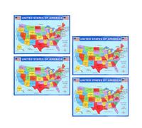 TEHAUX 4 Pezzi Carta Geografica Stati Uniti su Carta Uv, Chiara e Didattica | Resistente allo Sbiadimento, Layout Intuitivo, Etichette di Stati e Città Principali, per Uffici e Camere
