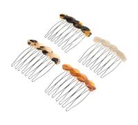 TEHAUX 4 Pezzi Pettine Laterale per Chioma in Acetato Leggero e Portatile, Accessorio Elegante e Classico per Ufficio e Viaggio, Design Curvo Sette Denti