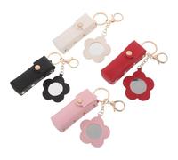 TEHAUX 4 Pezzi Portarossetto con Specchietto a Forma di Fiore in Pelle Pu Resistente Graffi, Custodia Portatile per Rossetti e Mini Profumi, per Uso Quotidiano e Viaggio