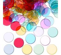 TEHAUX 400 Pezzi Gettoni Rotondi Trasparenti Colorati | Plastica Impilabile, Spessore Adatto, per Cartelle e Schede, Ricompense in Esercizi di Matematica Colore Casuale