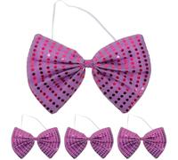 TEHAUX 4pezzi Fiocco Oversize con Paillettes Scintillanti Jumbo Pre-Annodato per Costume da Festa Accessorio Grande Glitterato per Travestimenti di Natale e Compleanni