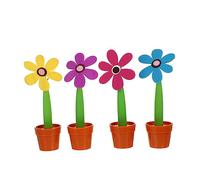 TEHAUX 4pezzi Penne Sfera Design Fiore Vaso Penne Colorate Per Scrittura Casa Scuola e Ufficio Giallo Blu Scrittura e Confortevole