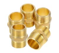 TEHAUX 5 Pezzi Connettore Tubo in Ottone da Adattatore Diritto in Rame Resistente alla Pressione per Raccordi Idraulici e Giunti Tubi Acqua Giardino e Casa