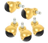 TEHAUX 5 Pezzi Ruote per Mobili Girevoli Pp Oro Inserti 8x15 Mm e 10x15 Mm, Movimento Silenzioso, per Divani e Armadi, per Assemblaggio Fai da Te e Biblioteche