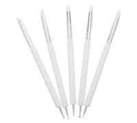 TEHAUX 5 Pezzi Strumento per Scolpire in Silicone, Penna per Incisione a Doppia Punta, Bianco, Plastica, Silicone e Acciaio Inox, per Argilla ad Asciugatura all'Aria e Modellazione