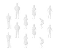 TEHAUX 50 Pezzi Figure Bianche in Plastica 1:150 per Modellismo Architettonico Pose Diverse, Decorazione per Diorami e Paesaggi in Miniatura