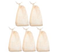 TEHAUX 5pezzi Sacchetti per Sapone in Cotone e Lino con Laccio, Rete Esfoliante Naturale, Portasapone Beige, Comodo per Viaggio e Doccia