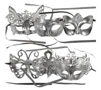TEHAUX 6 Pezzi Maschera da Ballo Vintage Argento per Uomo e Donna, Maschera Veneziana da Carnevale e Festa Danzante, Accessori Cosplay Leggeri per Halloween e Eventi Mascherati
