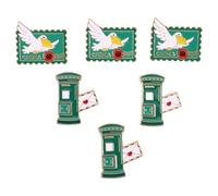 TEHAUX 6 Pezzi Spilla Post Box Lapel Pin Retrò in Metallo Verde, Dettagli Intricati, Leggera e Facile da Appuntare, Stile Vintage, per Feste a Tema e Uso Quotidiano