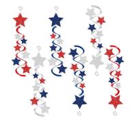 TEHAUX 6 Set Decorazioni Forma di Stella per Festa Patriottica, Facili da Assemblare, in Carta Glitterata e Pvc, per Decorare Soffitti e Celebrare Giorno Dell'indipendenza