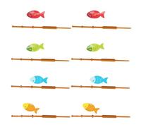 TEHAUX 8pezzi Decorazioni per Cupcake Forma Canna da Pesca Colori Misti Topper per Torta Compleanno e Party Picks Versatili Colore Casuale
