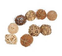 TEHAUX 9 Palline Decorative in Giunco e Rattan da 7 CM Riempitivi Naturali per Ciotole e Vasi Decorazioni Rustiche per Centrotavola e Ambienti Casa