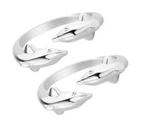 TEHAUX Anello Aperto Doppio Delfino Regolabile da Donna Anello Oceanico Finitura Lucida Gioielli la Mamma e Amico Comodo per Ogni Occasione Set 2 Pezzi