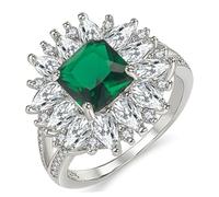TEHAUX Anello da Donna Smeraldo Quadrato a Quattro Griffe, Gioielli di Fidanzamento Resistenti e Decorativi per Matrimoni e Feste, Taglia 9