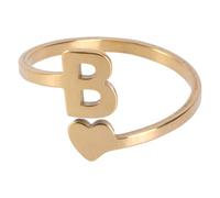 TEHAUX Anello Donna in Acciaio Resistente Iniziali Anello Vintage Delicato Cuore Dorato Semplice da Donna per Esprimere Passione e Stile Retrò