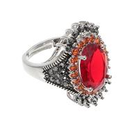 TEHAUX Anello Donna in Rame Grande Gemma Rossa Stile Retrò Chic, Facile da Abbinare da Togliere, per Diverse Occasioni come Regalo Raffinato