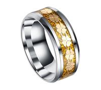 TEHAUX Anello in Acciaio Inossidabile con Quattro Foglie Incassate Anello Decorativo alla Moda da Uomo e Donna Resistente e Comodo per Tutte le Occasioni 8MM Oro