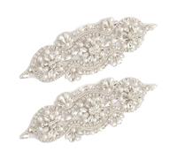 TEHAUX Applicazioni con Cristalli da Cucire per Abiti da Sposa e Abiti da Cerimonia, Decorazioni in Cristalli Argento 2 Pezzi per Trasformazione Rapida e Spettacoli Teatrali