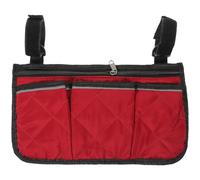 TEHAUX Borsa Laterale per Sedia a Ruote Rossa Compatta con 3 Tasche in Poliestere Pongee per Deambulatore e Carrozzina