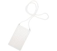 TEHAUX Borsetta in Plastica e Perline Intrecciate a Mano Donna per Piccola Mini Borsa a Tracolla Bianca Design Elegante e Funzionale Uso Quotidiano Vacanze per Piccole Cose