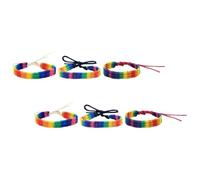 TEHAUX Bracciale Regolabile Intrecciato Arcobaleno Unisex in Cotone, Set da 6 Pezzi Fai da Te per Orgoglio Lgbtq, Accessorio Colorato per Feste e Look Quotidiano