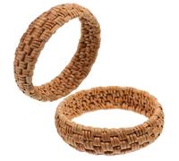 TEHAUX Bracciali Intrecciati in Legno 2 Pezzi dal Design Vintage Etnico, Braccialetti Leggeri e Fatti a Mano per Un'atmosfera Estiva per Viaggio e Uso Quotidiano