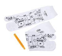 TEHAUX Calzini per Massaggio ai Piedi Unisex con Agopressione in Cotone e Resina, Diagrammi Dettagliati e Bastoncino da Massaggio, per Relax e Benessere