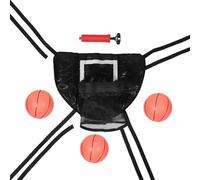 TEHAUX Canestro da Basket per Trampolino Nero con Attacco | Pallone e Pompa Inclusi, Uso Indoor e Outdoor, Struttura Pieghevole in Pvc Epe Oxford Pe