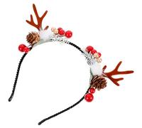 TEHAUX Cerchietto Natalizio Corna di Cervo Fatto a Mano Accessorio per Chioma Bacche e Pigne Copricapo Festivo per Feste di Natale Foto e Cosplay Regalo per Bambine e Donne